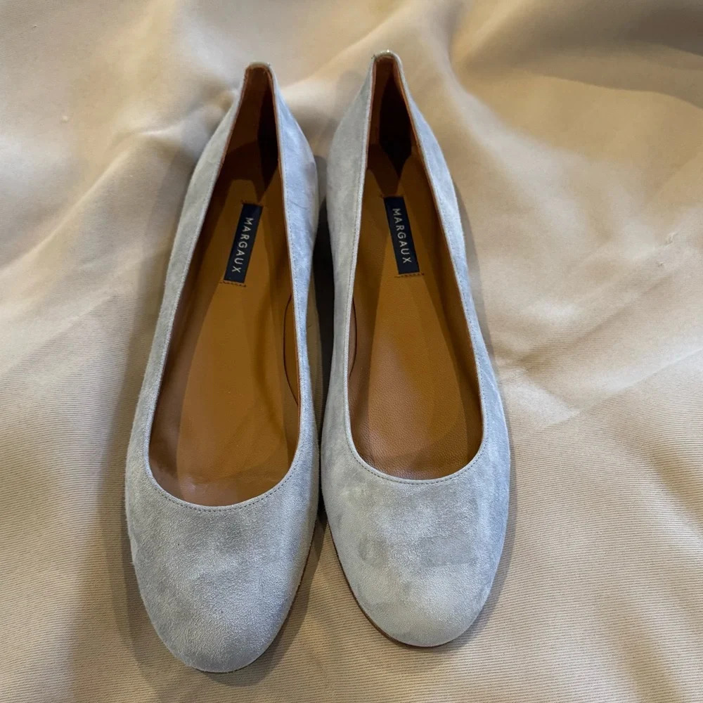 Margaux Light Gray Suede Ballet Flats, 11 Narrow, 42 Narrow